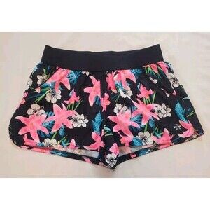 Zx Sport Womens Sz Large Nylon Running Shorts Tropical Floral Pockets Summer